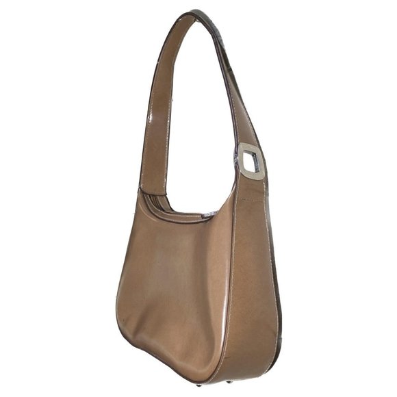 brown mini purse by minicci tan shoulder bag studs on bottom ring on front strap - Picture 2 of 9